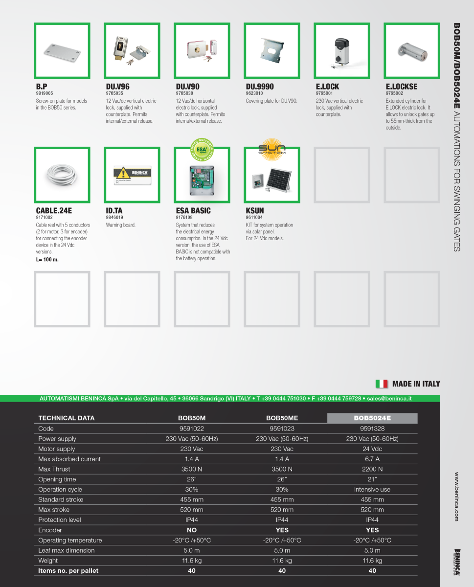 Motor cổng tay đòn Beninca Bob5024E